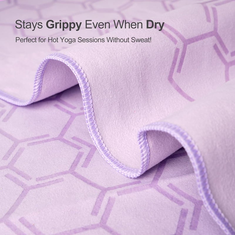 Eunzel Yoga Towel for Hot Yoga,Non-Slip Double Sided Silicone Grip Towel Absorbent Microfiber Towel for Hot Yoga, Vinyasa and Power 26.5"x72", Taro Purple - Image 2